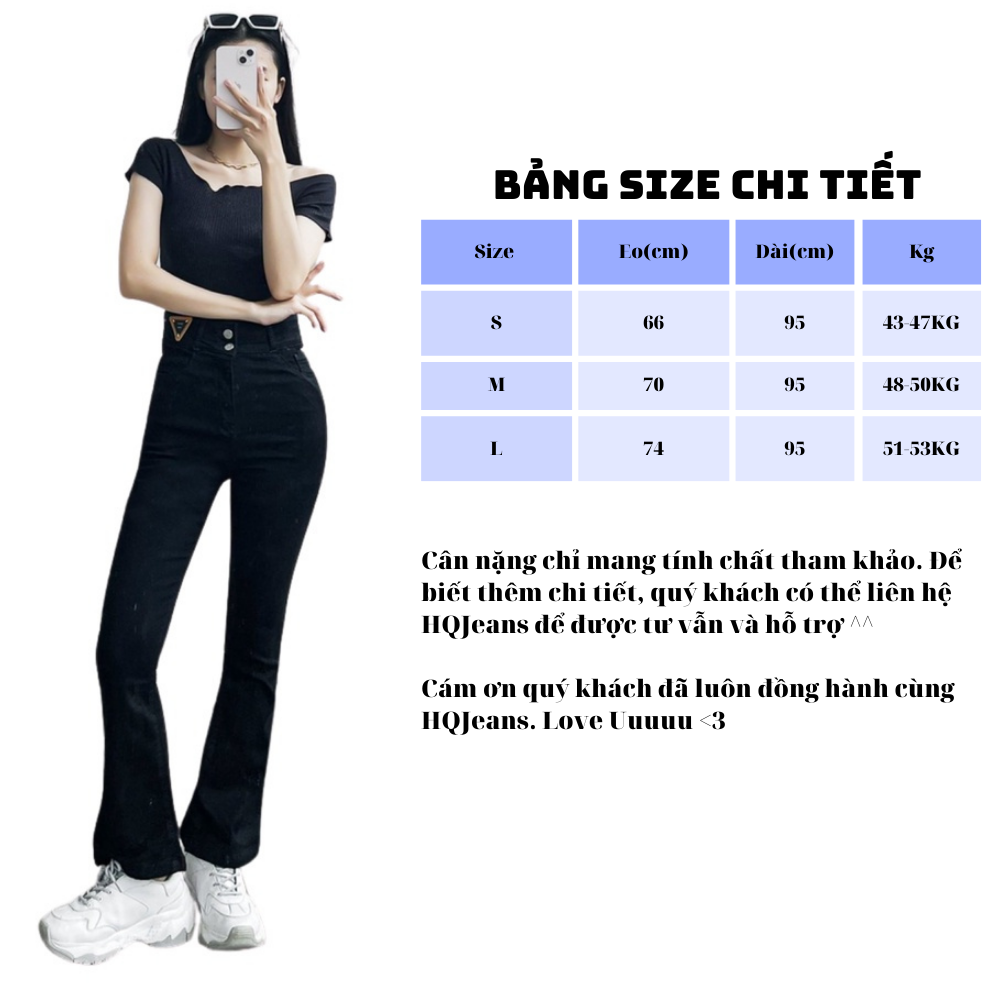 Quần ống loe đen HQJeans tôn dáng