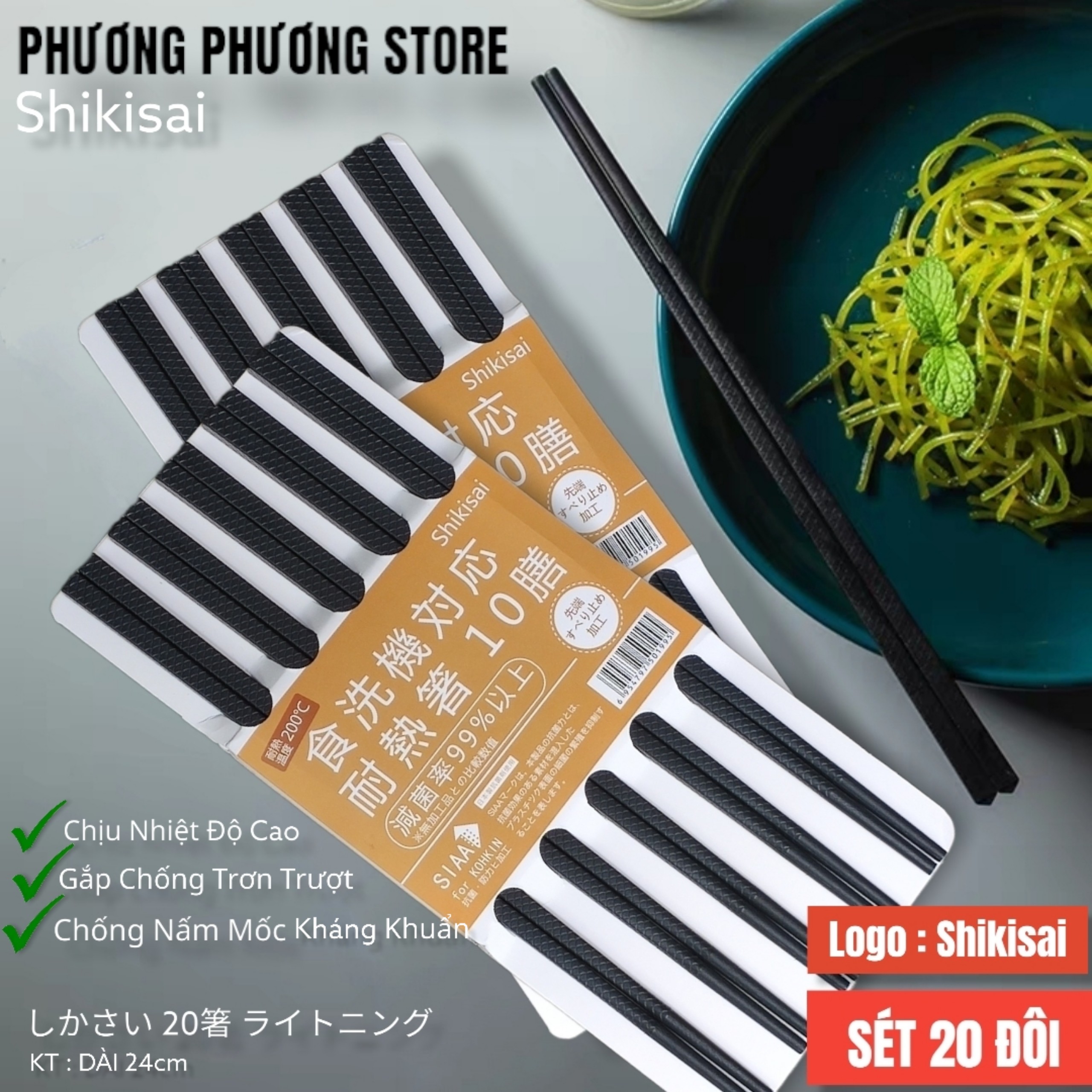 Combo Set 10 Đôi Đũa Chống Trơn Chống Nấm Mốc Cao Cấp Nội Địa Nhật Bản