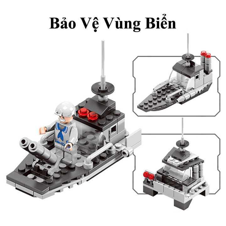 Đồ Chơi Lego Xếp Hình Chiến Hạm Lục Quân Thủy Chiến - Bộ Lính CJ3652 gồm 600 Chi Tiết - Phát Triển Trí Thông Minh 8 Tuổi