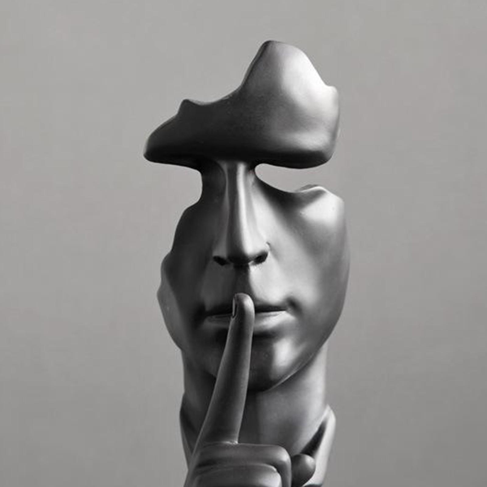 Silence is Golden Statue Thinker Sculpture Abstract Keep Silent