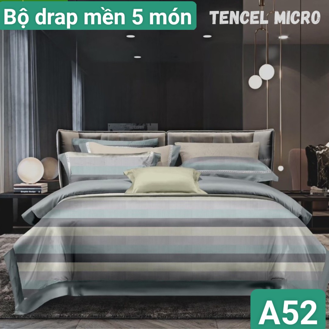 Bộ Chăn drap gối {5 món} Lụa Tencel vải nhập Hàn Quốc đỉnh cao mát mềm mại.