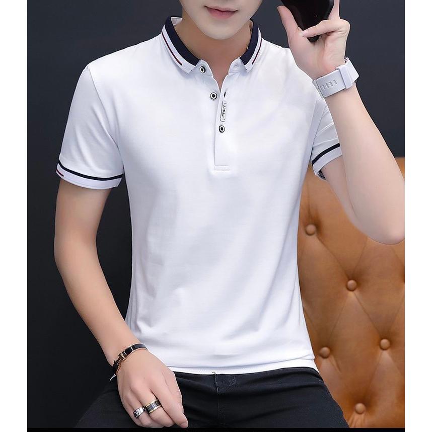 Áo thun nam có cổ tay ngắn chất vải thun cotton co giãn thoáng mát - mkt22