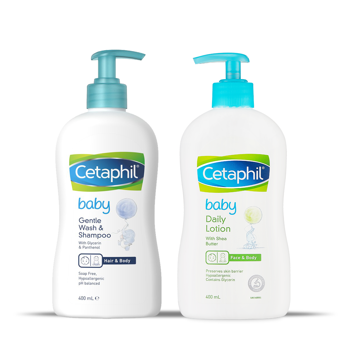 Combo Sữa tắm gội dịu lành Cetaphil Baby Gentle Wash & Shampoo 400ml + Sữa dưỡng thể dịu lành Cetaphil Baby Lotion 400ml