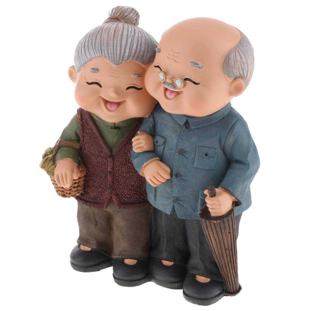2 Pieces Creative Old Couple Ornaments Old Man Grandmother for Wedding