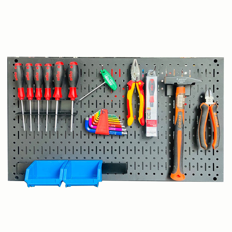 Tấm lưới Pegboard 69x40cm màu đen treo tường đa năng kèm phụ kiện