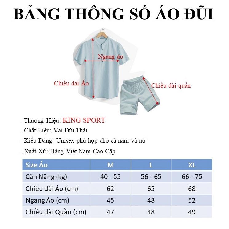 Bộ quần áo đũi nam cổ tàu tay ngắn vải đũi thái xước dày dặn mềm mịn thoáng mát cao cấp big size mùa hè cổ bẻ KING SPORT