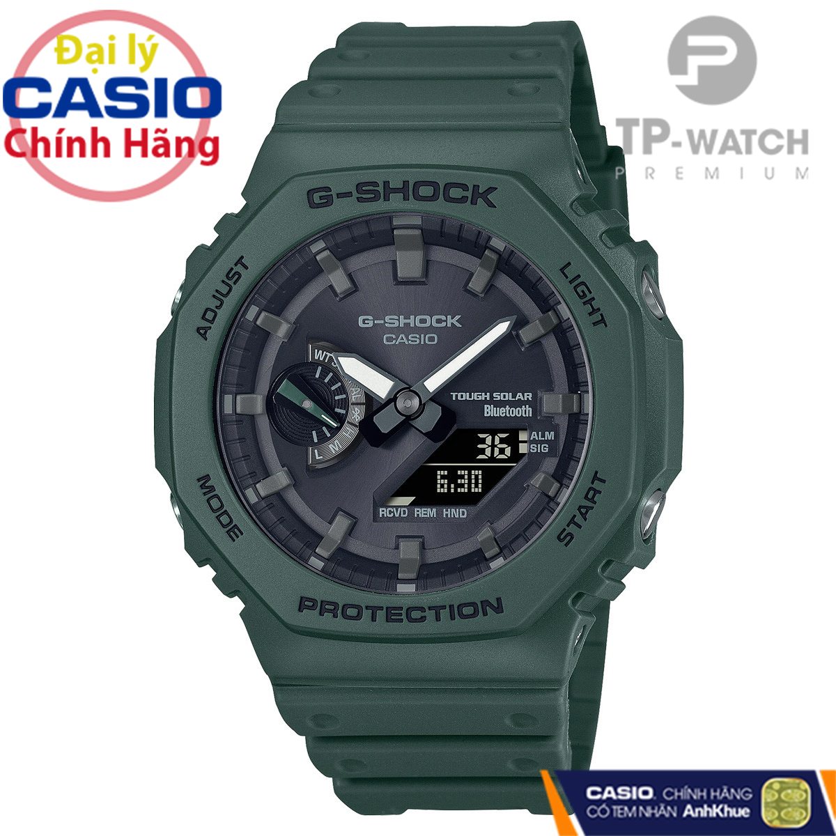 Đồng Hồ Nam Dây Nhựa Casio G-Shock GA-B2100-3ADR Chính Hãng - Pin Năng Lượng Mặt Trời - GA-B2100-3A Bluetooth