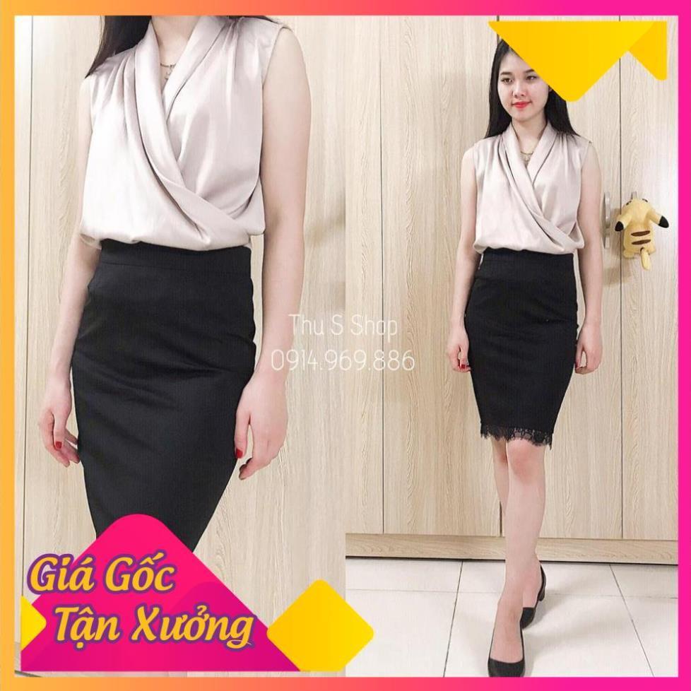 Chân váy bút chì phối ren siêu đẹp chất umi siêu mềm mịn co giãn tốt thời trang Banamo Fashion chân váy bút chì ren 502