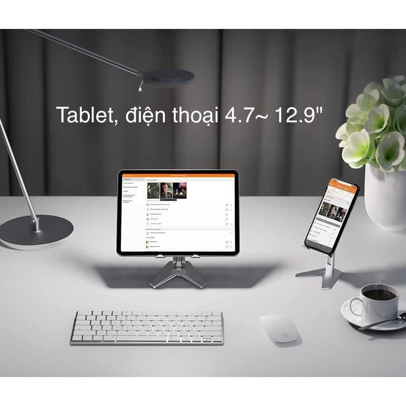 Giá đỡ điện thoại thông minh máy tính bảng tablet cho iPhone, iPad, Surface, Samsung hợp kim nhôm gấp gọn P10, P25