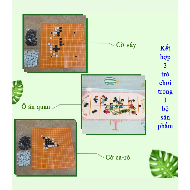 Đồ chơi trí tuệ - Trò chơi dân gian - Cờ caro, cờ vây, ô ăn quan - Tặng kèm 1 cây bút viết xóa