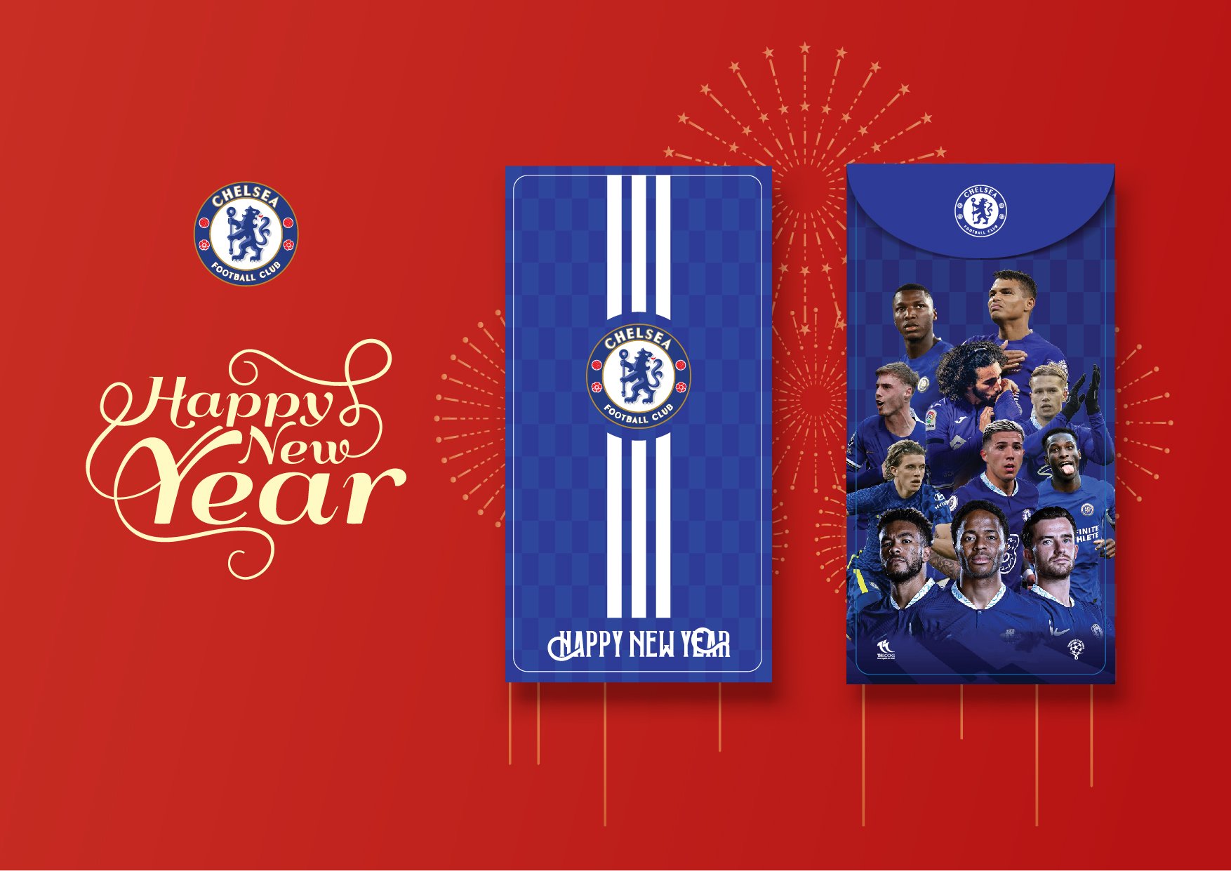 COMBO 10 Bao Lì Xì Năm Mới 2024 Giáp Thìn (FC CHELSEA) 8X16cm – Đẹp - Ý Nghĩa