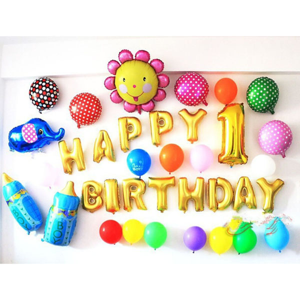 Bộ happy birthday bóng đủ chi tiết hình màu ngẫu nhiên