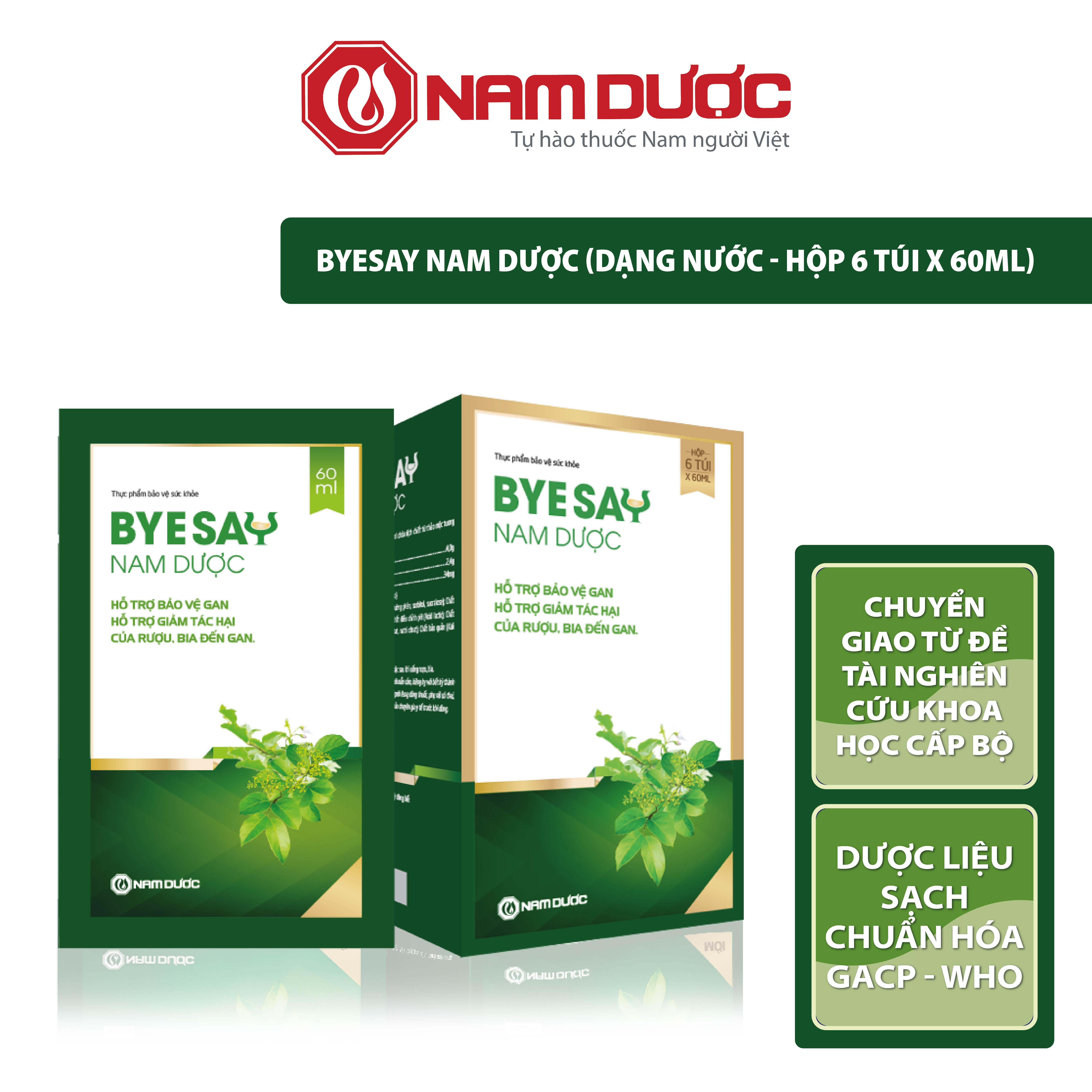 Byesay Nam Dược (hộp 6 túi) giảm say, tăng cường chức năng giải độc bảo vệ gan