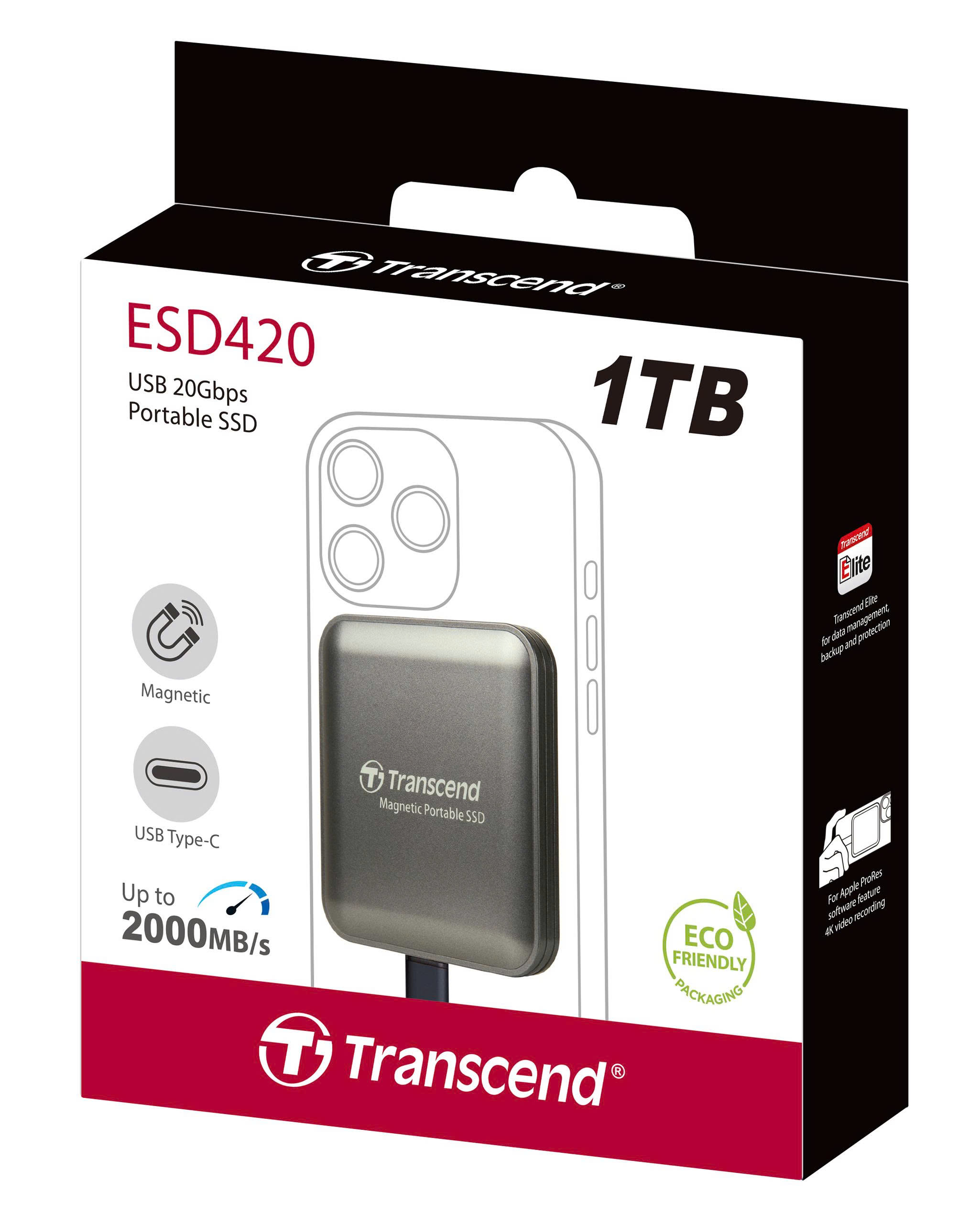 Ổ Cứng Di Động SSD gắn ngoải nhỏ gọn 1TB  Transcend TS1TESD420C - Hàng Chính Hãng