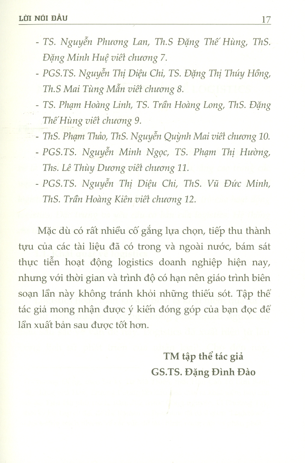 Giáo Trình Quản Trị Logistics (Dành cho ngành Kinh tế, Logistics và Quản trị Kinh doanh) (Tái bản lần thứ nhất)