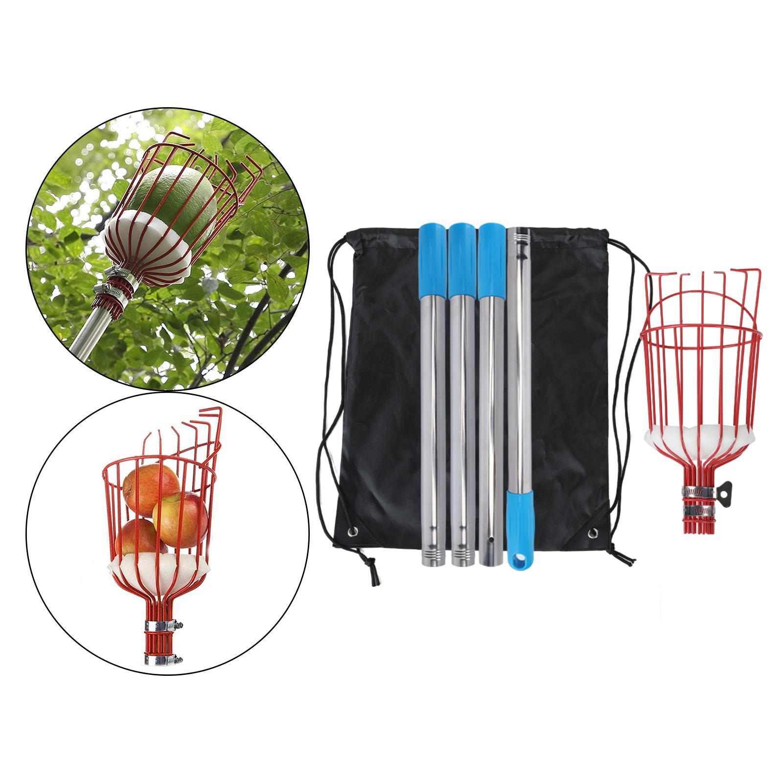 Fruit Picker Tool Orange Picking with Metal Basket & Foam Pad for Orchard