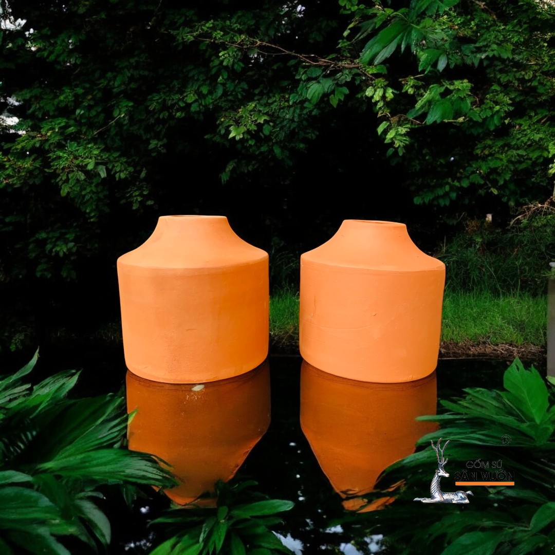 Bình Gốm Đất Nung Trồng Hoa Khô D4xH13cm