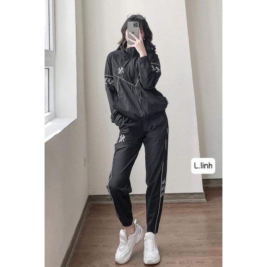 Bộ Thể Thao Nữ, Bộ thể thao nữ phối màu, Bộ Thu Đông, Chất Gió 2 lớp (Vải xuất dư
