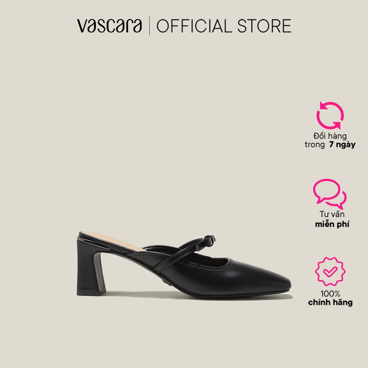 Vascara Guốc Mary Janes Mũi Vuông Nhấn Nơ - GNN 0201