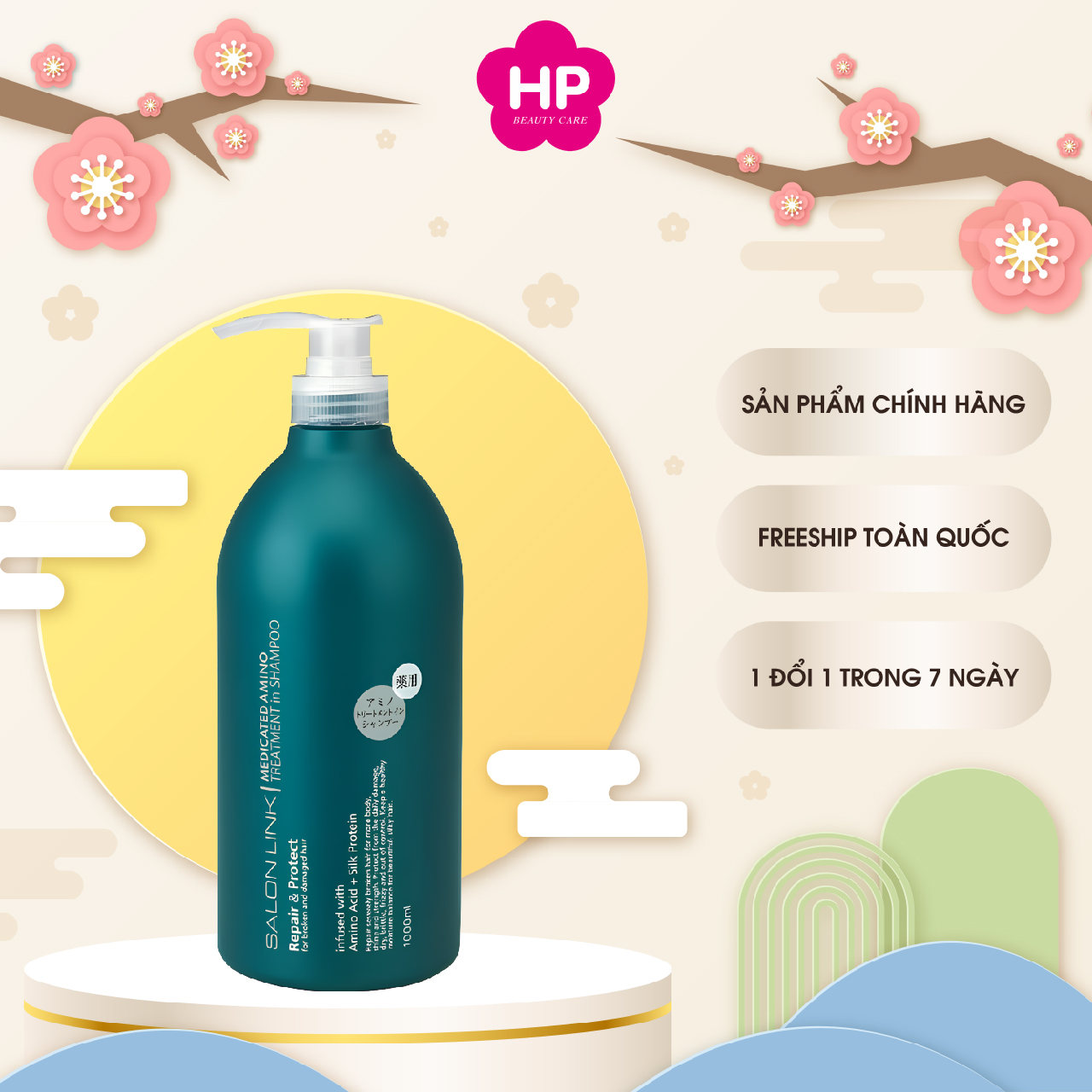 Dầu Gội - Xả 2 Trong 1 Salon Link Extra Ngăn Ngừa Gàu Và Phục Hồi Tóc Hư Tổn Salon Link Amino Shampoo (1000ML)