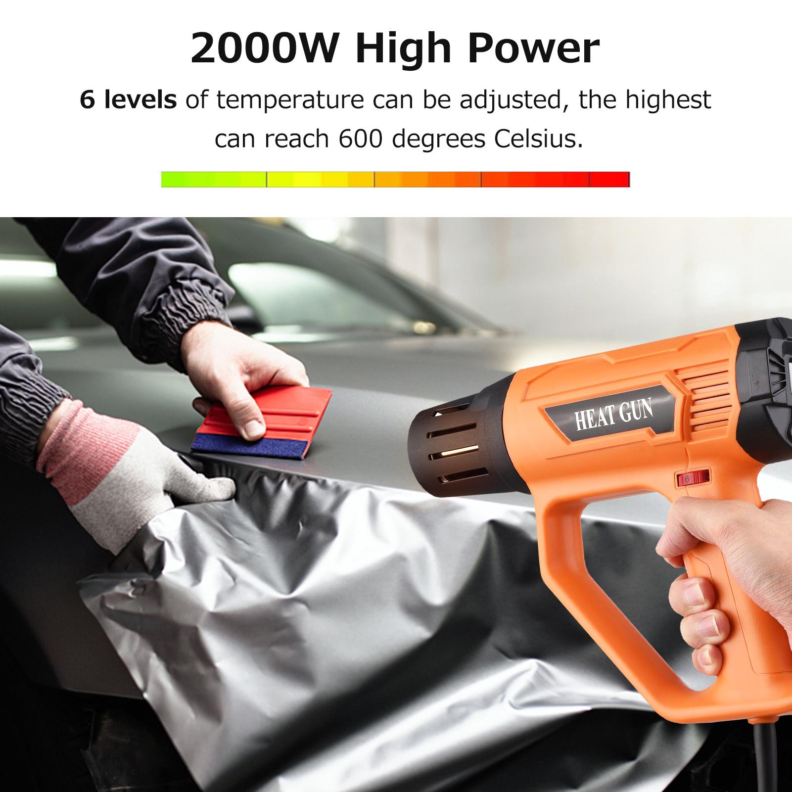 Hot Air Blower 2000W High Power Heavy Duty Fast Electronic Digital Display Heat Gun Hot Air Gun Handheld Air Heater Adjustable Temperature Rapid Heating for Handicrafts Shrink Packaging Remove Paint - EU Plug 220V