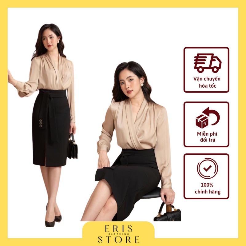 Chân váy bút chì vạt chéo cúc ngọc Eris Siêu đẹp
