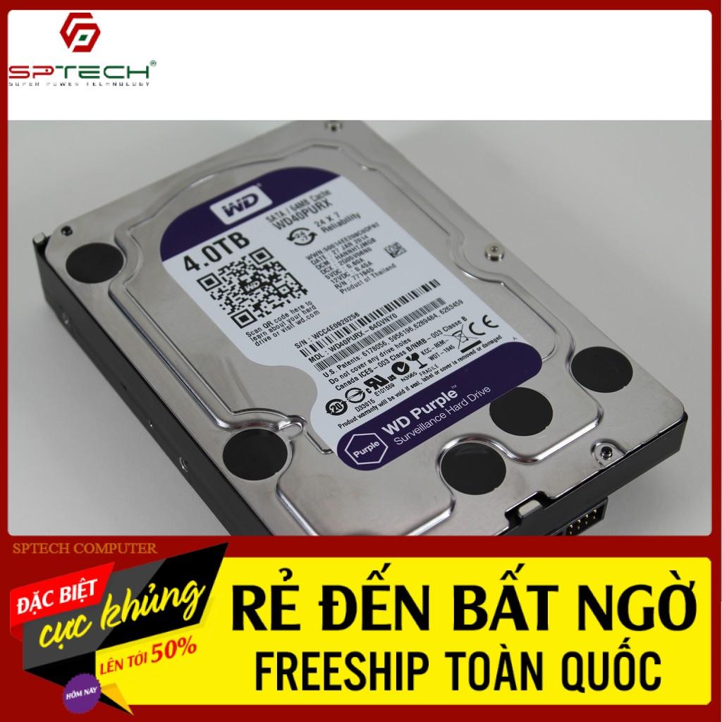 Ổ CỨNG HDD PC WesternDigital 4TB Purple (Chuyên Camera) - BH 24 THÁNG SPTECH COMPUTER