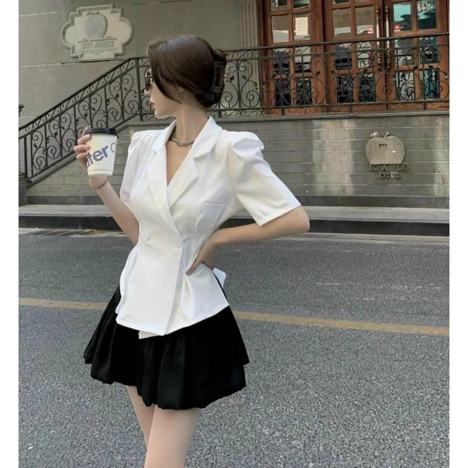 Set áo vest váy tơ quảng châu siêu hot