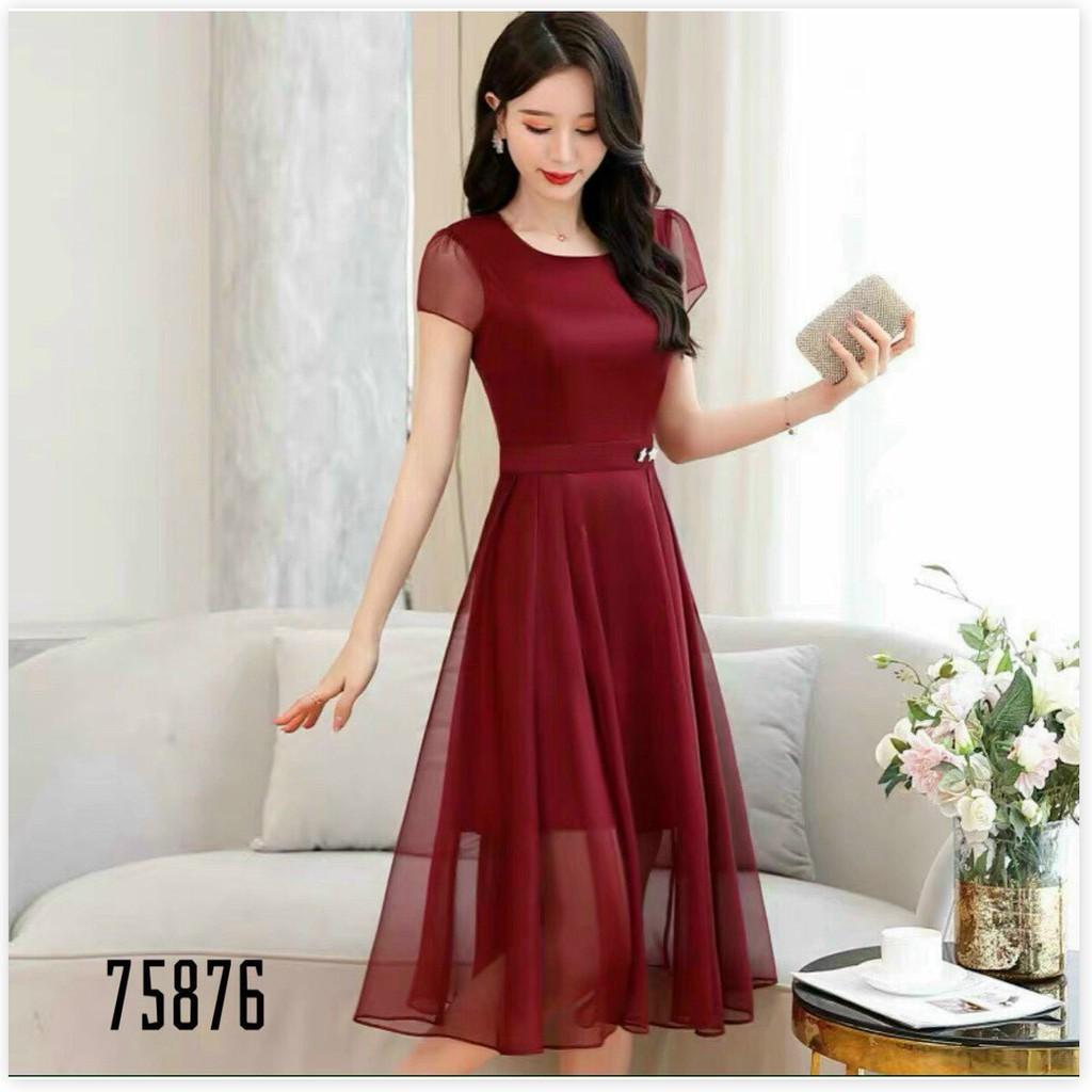 ĐẦM VOAN CHIFFON,CHẤT LIỆU VÃI THOÁNG MÁT,THIẾT KẾ HỌA TIẾT TRƠN NHƯNG KHÔNG KÉM PHẦN SANG TRỌNG KHÁNH AN STORE