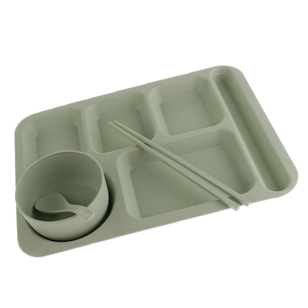 Kid Dinner Plate Food Storage Container Divided Serving Tray Tableware Green