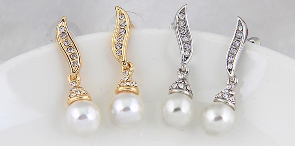 2 Sets Fashion Women Jewelry Set Pearl Necklace+Earrings For Bridal Wedding
