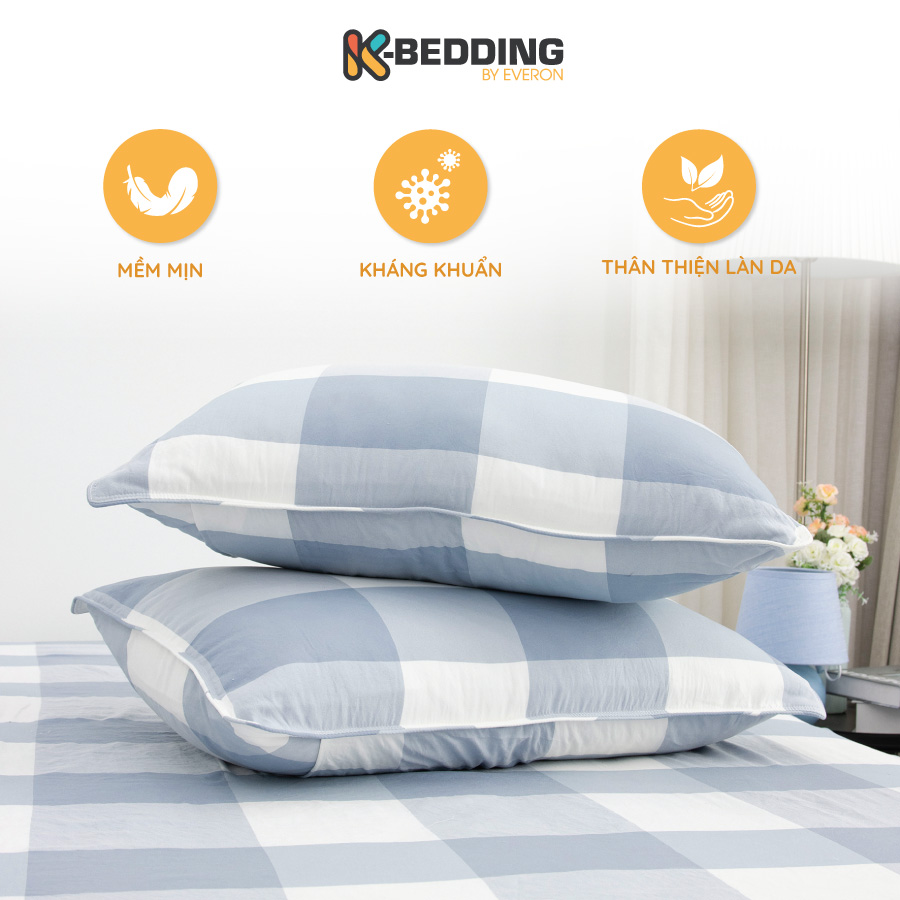 Vỏ gối nằm chần bông công nghệ nhuộm sợi Yarn Dyed K-Bedding KPCD, kích thước 45*65cm (1 cặp)