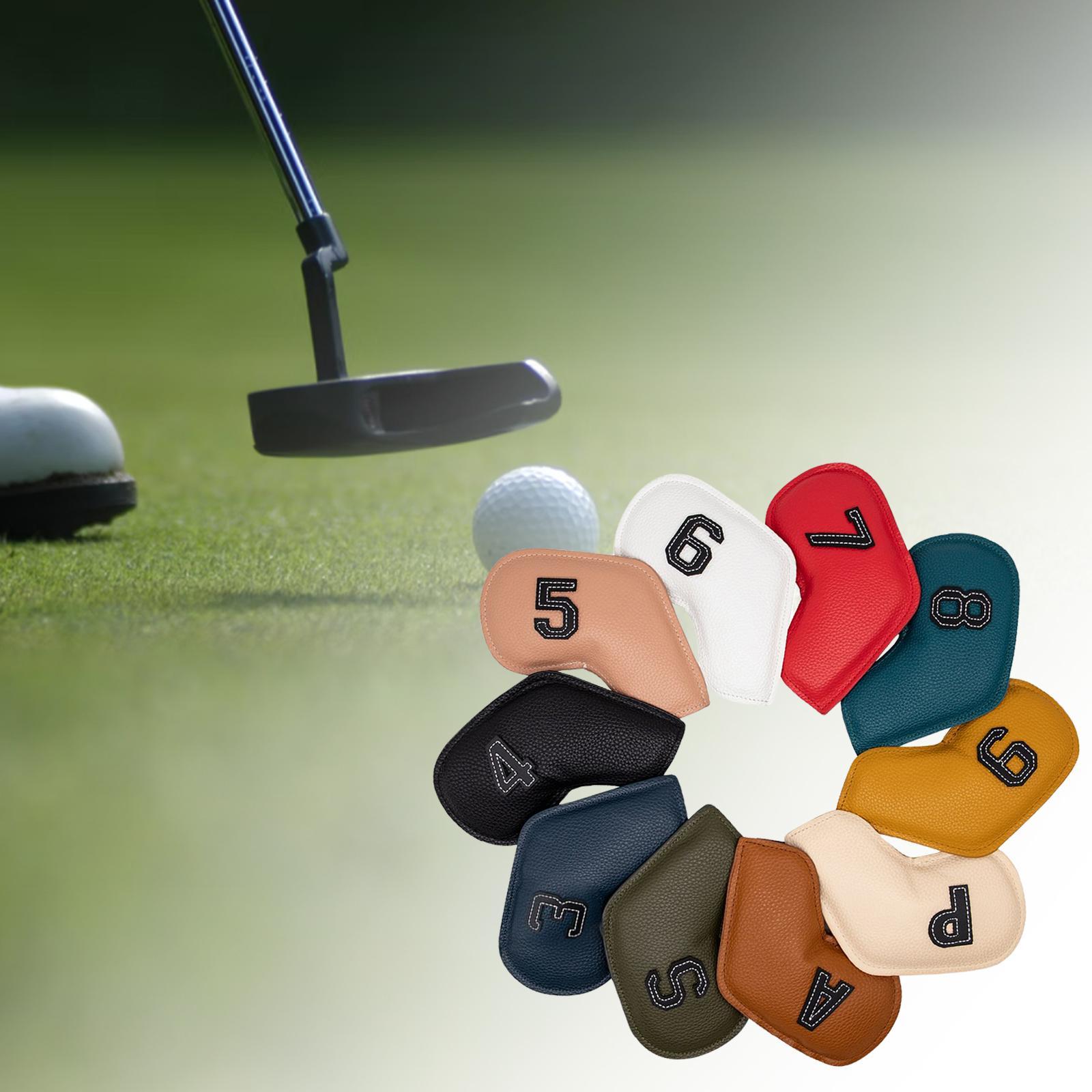 20Pcs Deluxe Golf Iron Headcover 3-9,P,S,A Club Embroidery Number Solid Color Head Cover Club Reused Golf Set Guard for Irons All Brands Men