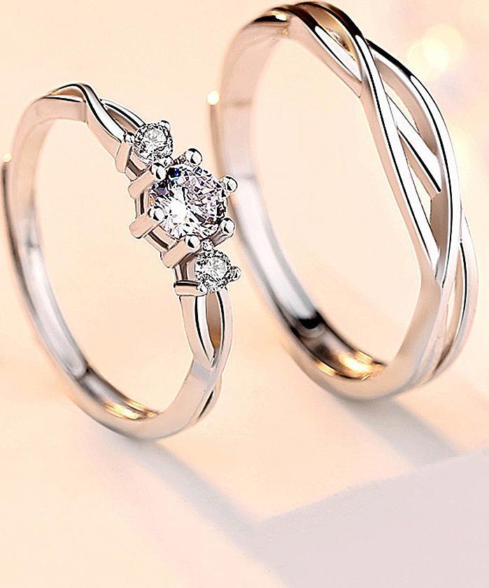 Cặp nhẫn đôi bạc S925 - mẫu mới 2019 - Đính Đá lấp lánh