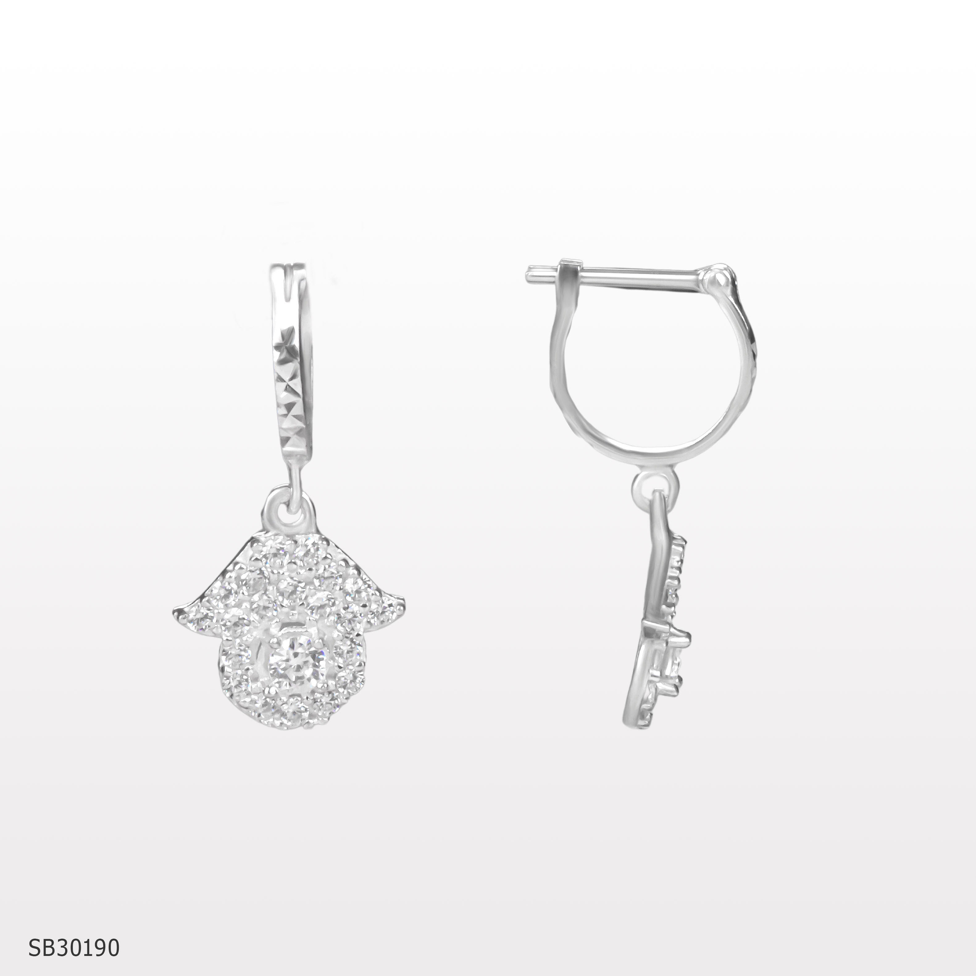 Bông tai nữ bạc gắn đá trắng - SB30190