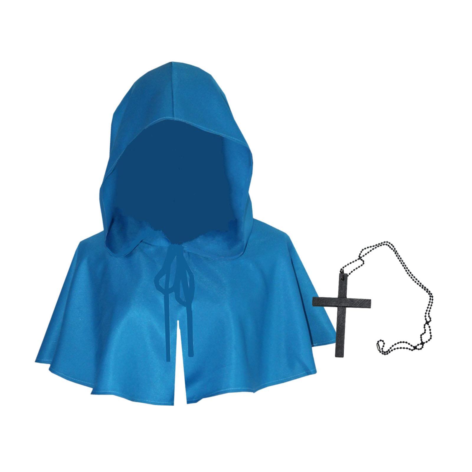 Halloween Cloak Death Cape Halloween Party Cosplay Witch Cowl Hat Short Cape Gothic Props Medieval Hooded Cloak Hat Hooded Poncho for Unisex