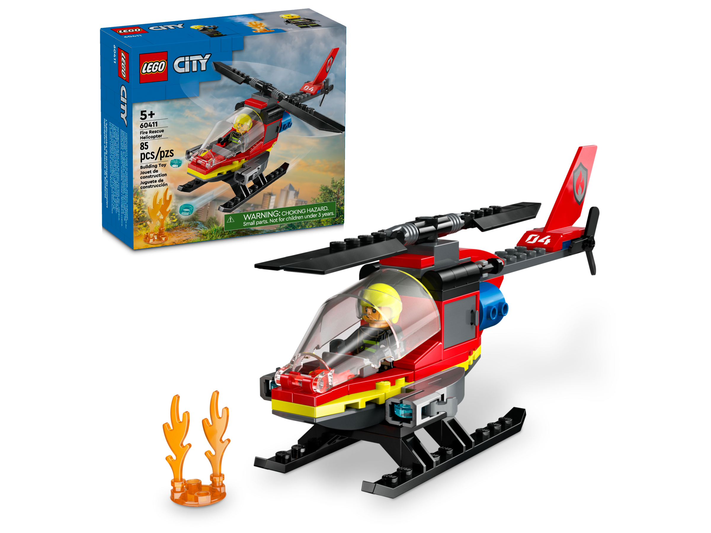 Đồ Chơi Lắp Ráp Trực Thăng Cứu Hỏa - Fire Rescue Helicopter - Lego City 60411 (85 Mảnh Ghép)