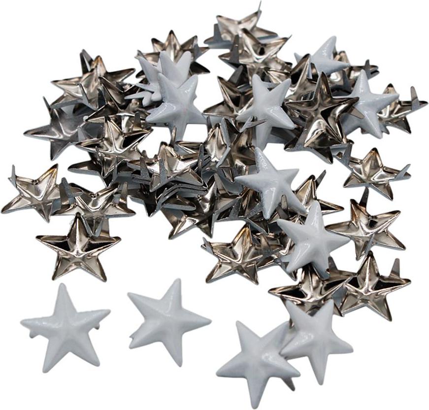 Bộ 50 Ngôi Sao Bạc Đính Đinh Tán Punk Leathercraft DIY Punk Móng Vuốt Đinh Tán 15 Mm