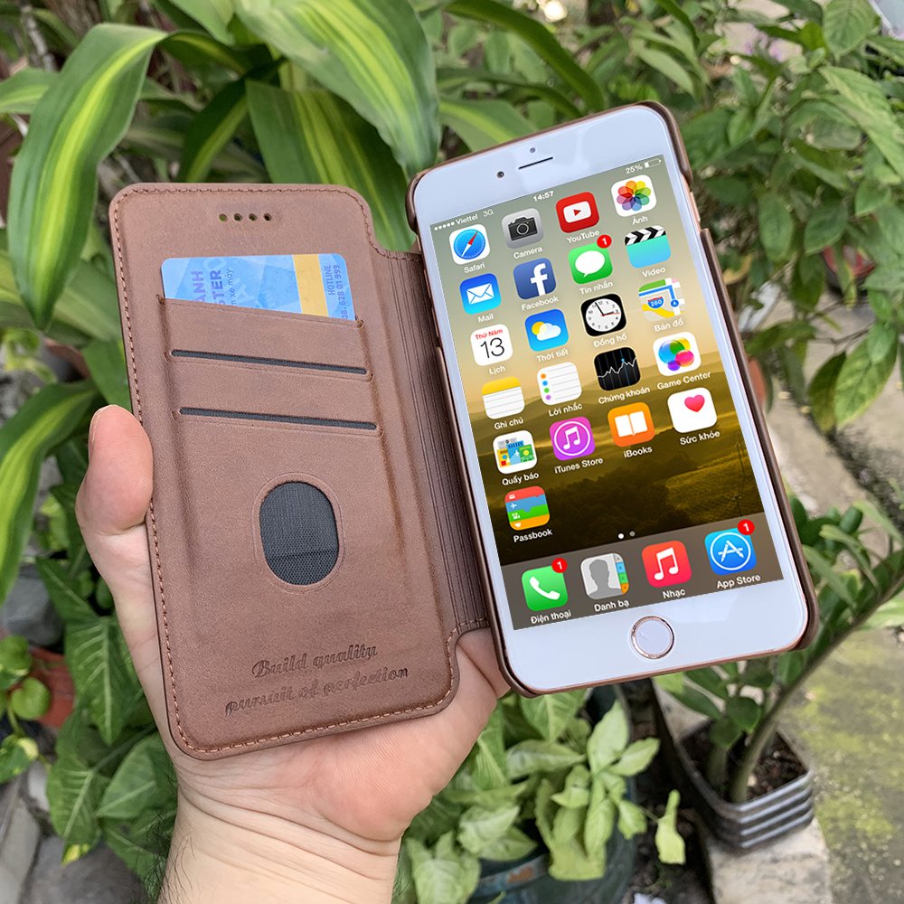 Bao da cao cấp dành cho iPhone 7 Plus / iPhone 8 Plus - Màu nâu