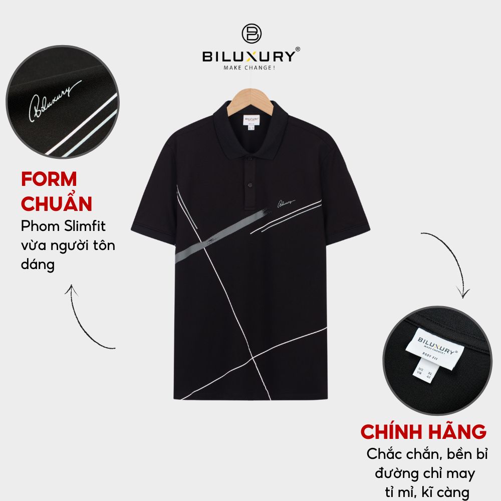 Áo Polo Nam Biluxury Paint Streak Pattern 7APCH021DEN