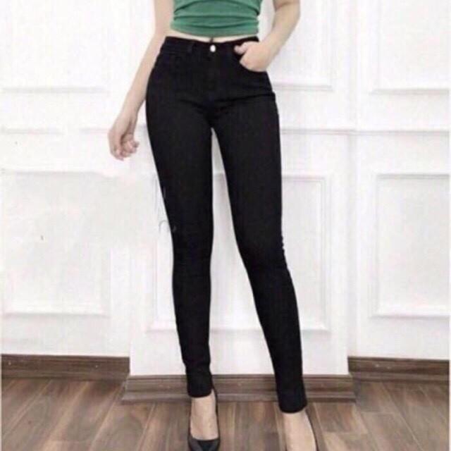 quần jean nữ trơn co giãn lưng cao