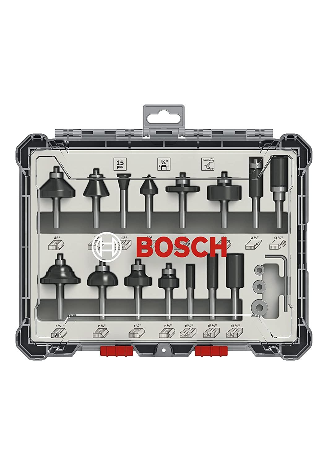 BỘ MŨI PHAY HỖN HỢP 15 MÓN BOSCH 2607017473 - HÀNG CHÍNH HÃNG