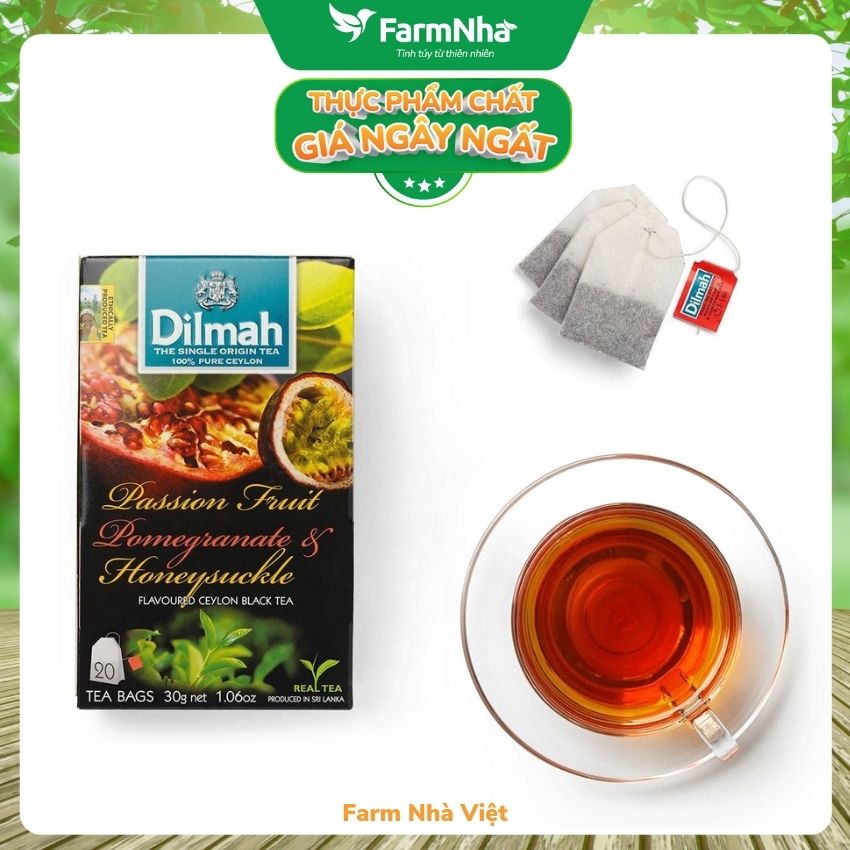 Trà Dilmah Passion Fruit Pomegranade &amp; Honeysuckle (Hương Chanh Dây, Lựu, Kim Ngân Hoa) Túi Lọc 30g 20 túi x 1.5g