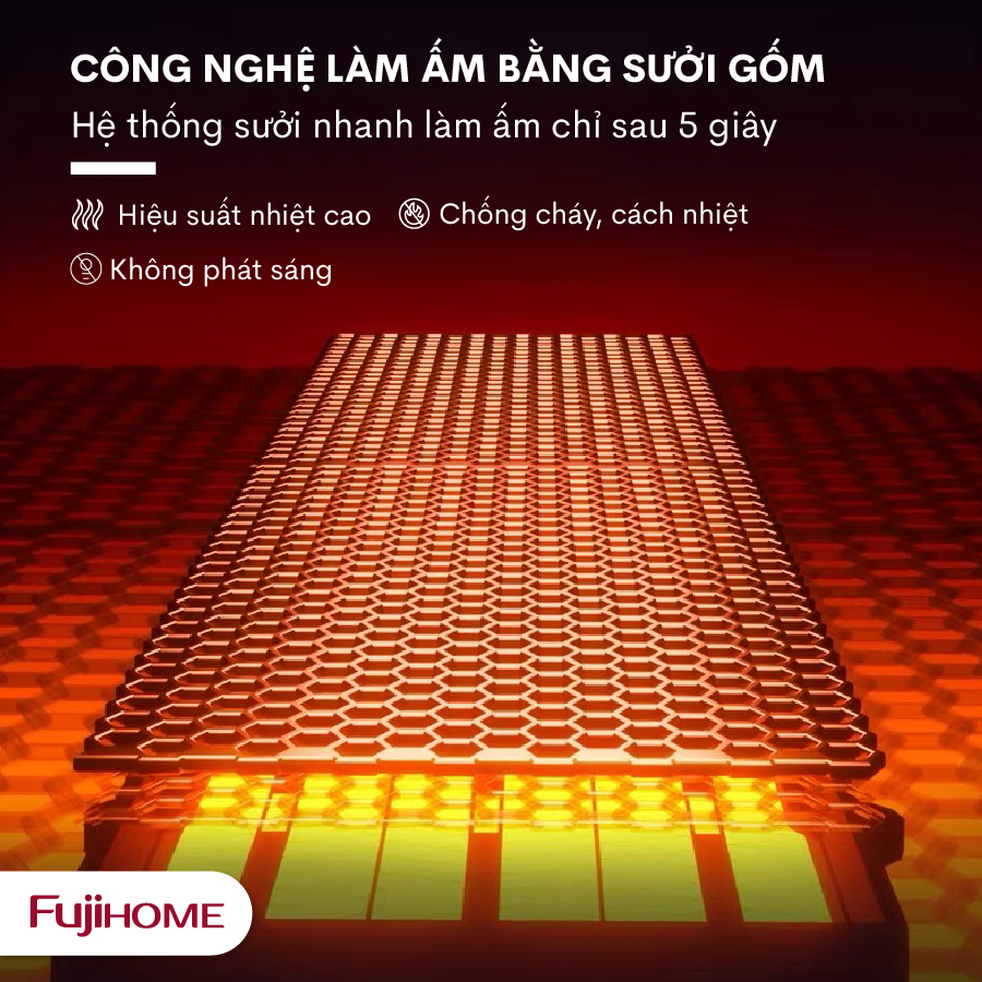 Máy sưởi gốm Nhật Bản không khô da Fujihome, máy sưởi ấm điện không đốt oxy tiết kiệm điện tự ngắt không dầu - Hàng Nhập Khẩu