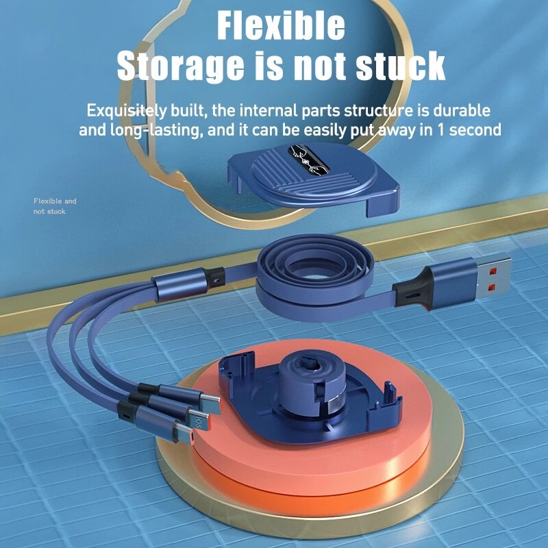 Dây Cáp Sạc nhanh 6A 100W 3 Trong 1 Rút Được gọn tiện lợi Cho Huawei Honor Xiaomi Samsung - miếng lót chuột