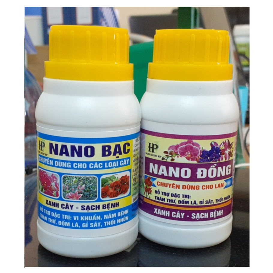 Combo NANO Đồng + NANO Bạc Chuyên Dùng Cho Các Loại Cây, Đặc Trị: Thán Thư, Đốm Lá, Gỉ Sắt, Thối Nhũn, Thể Tích: 100ml/Lọ - Xanh Cây, Sạch Bệnh!