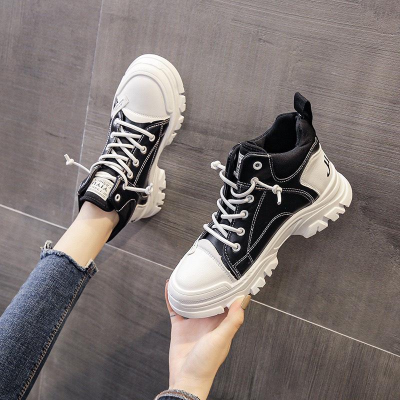 Giày Thể Thao Nữ thời trang MWC giày sneaker da cổ cao phối màu cá tính trẻ trung NUTT- 0603