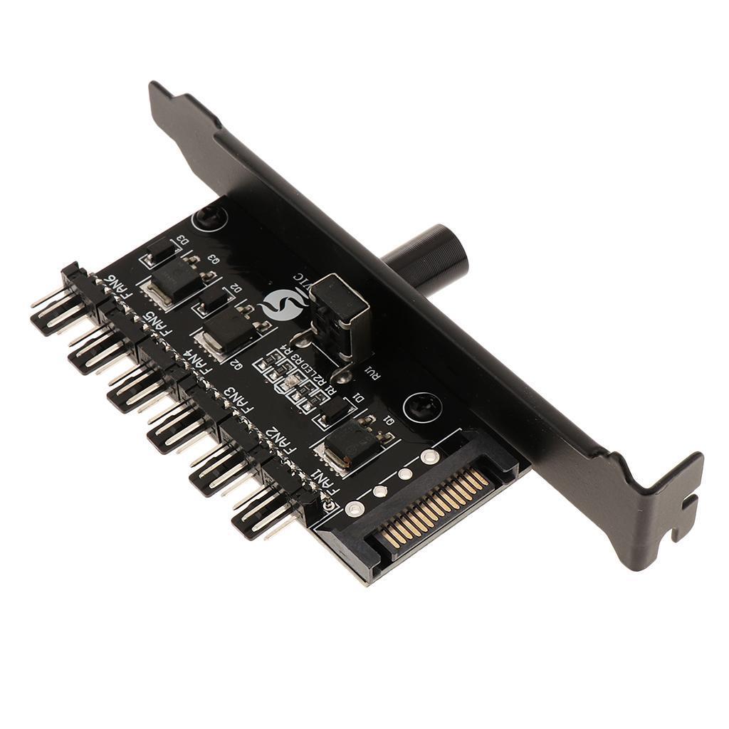 5x SATA Power PCI PWM CPU Cooler Cooling Fan Speed Controller 6-Channel HUB