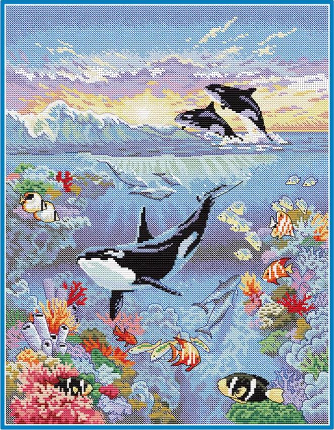 Thế Giới Đại Dương Đóng Dấu Chéo Nữ Thời Trang Bộ Dụng Cụ dùng cho Trẻ Em Thêu 11 Tính