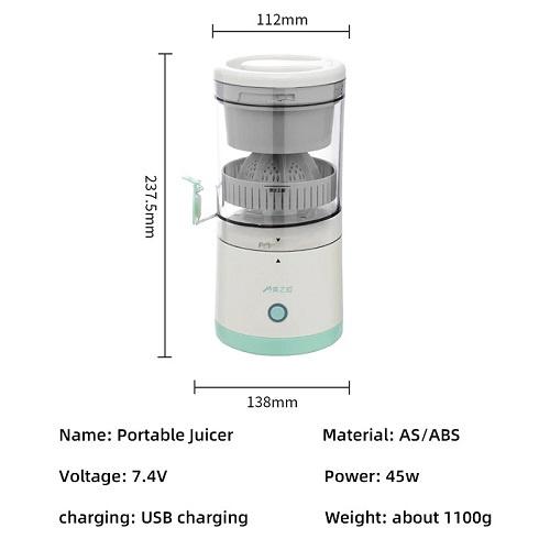 Máy Ép Cam Cao Cấp Không Dây Tự Động Ép Hoa Quả, Trái Cây Có Tích Hợp Sạc Bằng Dây Sạc USB Tiện Dụng